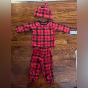 Carter's Red and Black Plaid Kids Pajama Set with Hat